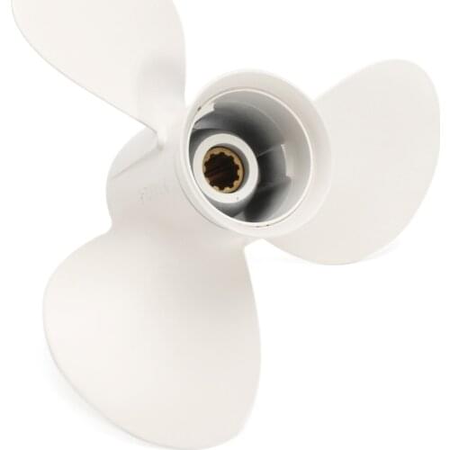 For Yamaha 20-30HP 9 7/8X10 1/2-F Boat Outboard Propeller Aluminum 10 Spline Tooths Diameter 72mm White 3 Blades