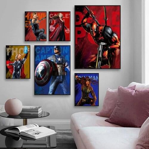 Marvel Avengers Watercolor Comics Superhero Deadpool Captain America Canvas Painting Posters Prints Wall Art Picture Home Decor