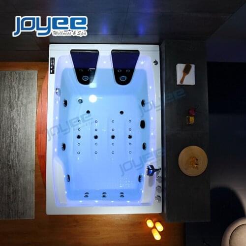 JOYEE Massage Tub Supplier Fast Delivery Indoor Two Person Acrylic Luxury Spa with Colorful Waterfall Whirlpool Jacuzzi Bathtub