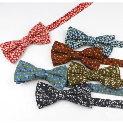 Mens Floral Cotton Bowtie For Men Wedding Party Business Suits Gravata Navy Double Fracture Butterfly Cravat shirt Accessories