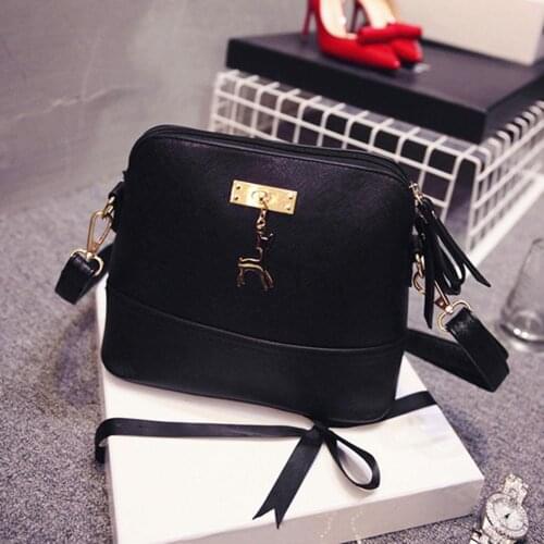 2021 New Fashion Women PU Leather Vintage Messenger Bag Shoulder Crossbody Bag Shell Bag with Deer Ornaments