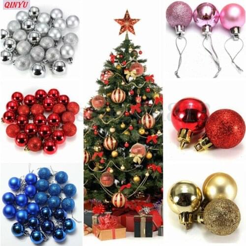3cm Christmas Balls Ornament Multi-Colors Hanging Baubles Decorations for Xmas Party New Year DIY Decoration 24Pcs 7zHH181
