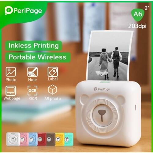 PeriPage 203dpi Thermal Picture Photo Label Mini Wireless Printer Brown Red Yellow A6