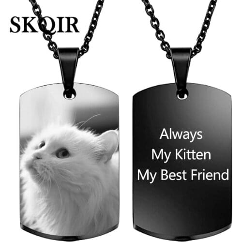 Personalized Military Dog Tag Pendant Urn Necklace for Ashes Custom Photo Name Memorial Cremation Urn Engraved Letter Jewelry