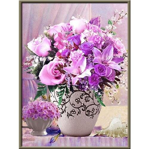 Landscape Flower Pre-Printed 11CT Cross Stitch Patterns DIY Embroidery DMC Threads Handmade Sewing Handicraft Painting Design