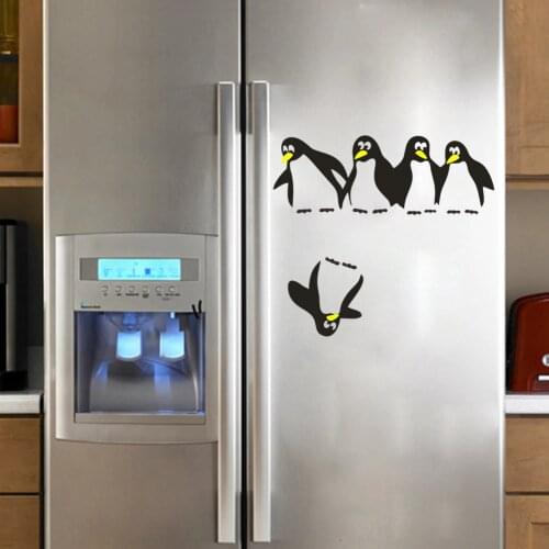 Penguin Refrigerator Sticker Fridge Decals Kitchen Vinyl Wall Stickers Wallpapers For Refrigerator Kitchen Bathroom Decoration