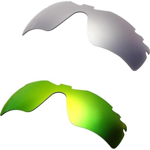 HKUCO Silver/Green 2 Pairs Polarized Replacement Lenses For Radar Path-Vented Sunglasses Increase Clarity