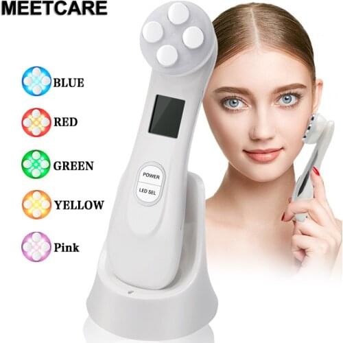Radiofrequency Facial LED Skin Tightening 5 in 1 LED Photon Device Anti Aging Wrinkles Blackhead Acne Reduce Face Skin Care Tool