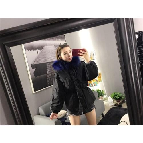 Luxury Natural Raccoon Fur Winter Down Jacket Women Parka New Brand Short Slim Ajustale Waist chaqueta pluma LX1008