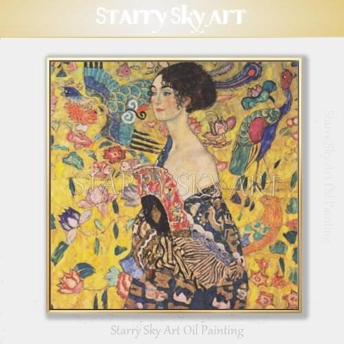 Pure Hand-painted Gustav Klimt Painting On Canvas Reproduction Portrait Of Adele Bloch Golden Wall Painting Gustav Oil Painting