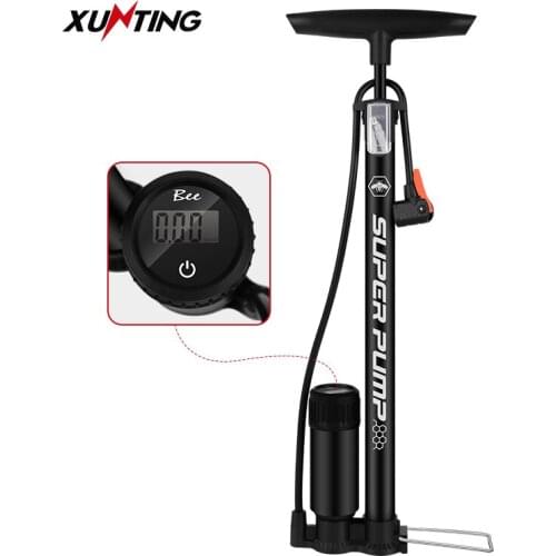 Xunting Bicycle Pump 160PSI Floor Pump with Gauge for Presta and Schrader for Ball Bomba Bicicleta Velo Bicycle Accessories