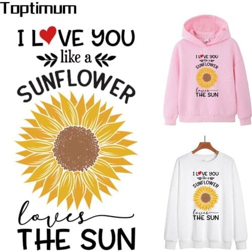 Sunflower Letters Thermo Strips Sticker On Clothes Iron On Heat Transfer For T-shirt Hoodie Patches Applique A-Level Washable