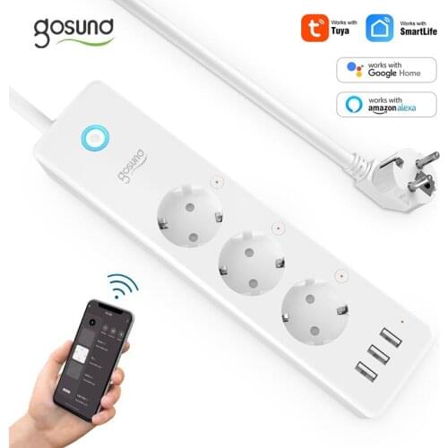 Gosund Smart Power Strip Plug 3 EU Outlets 3 USB Charging Ports Tuya Smart Life APP Remote Control Work With Alexa Google Home