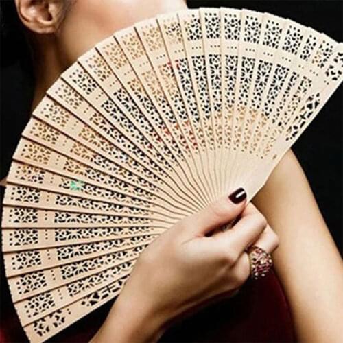 1PC Original Wooden Hand Flower Bamboo Pocket Fans Decoracion Fiestas Chinese Japanese Portable Folding Fan For Home Decor