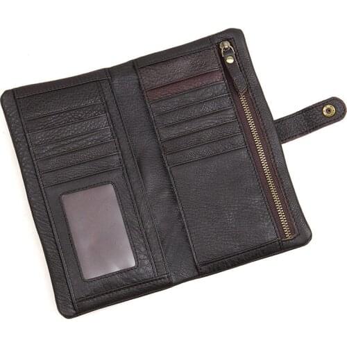 Vintage Men Long Wallet Man Genuine Leather Clutch Wallets Purses First Layer Real Cow Leather Multi-Card Male Card Holder Bag