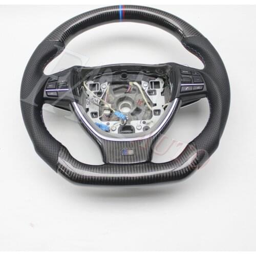 Replacement Real Carbon Fiber Steering Wheel with Leather for BMW F10 F11 F07 5 Series 2010-2017