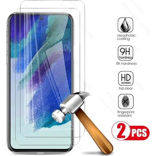 2PCS Protective Glass For Samsung Galaxy S21 FE S21FE S 21 Fan Endition 2021 Glass Screen Protector Tempered Film Guard Cover