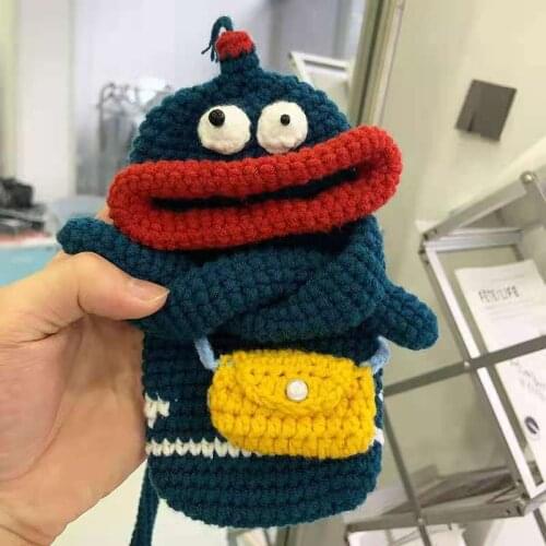 DIY Mobile Phone Bag Sausage Mouth Hand-Woven Female Summer Wool Crochet messenger Card Coin Purse Womens New Style 2021 Cute