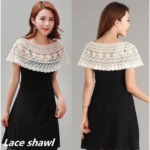 Ladies Crochet Lace Fabric Shawl DIY Clothes Making Materials Shopping Traveling Low-cut Sexy Cloak Beach Sunscreen Clothing