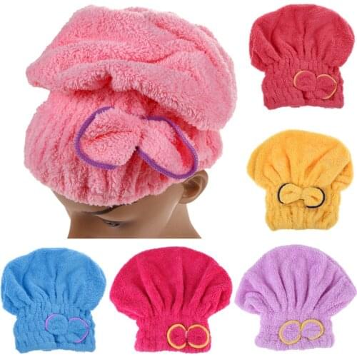 6 Colors Microfiber Solid Quickly Dry Hair Hat Womens Girls Ladies Cap Bath Accessories Drying Towel Head Wrap Hat