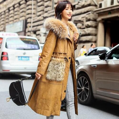 100% Real Sheepskin Coat Female Winter Natural Fur Hooded Clothes 2020 Korean Duck Down Genuine Leather Jacket Women Hiver D9106