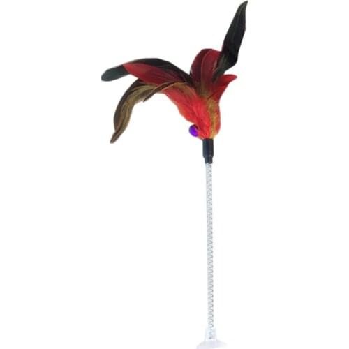 1pcs Cat Toy Bell Suction Spring Cat Feather Wand Cat Teaser Kitten Interactive Toy for Cats