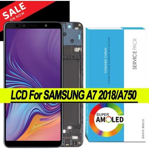 100% Original 6.0'' AMOLED Display for Samsung Galaxy A7 2018 A750 SM-A750F A750F Full LCD Touch Screen Repair Parts