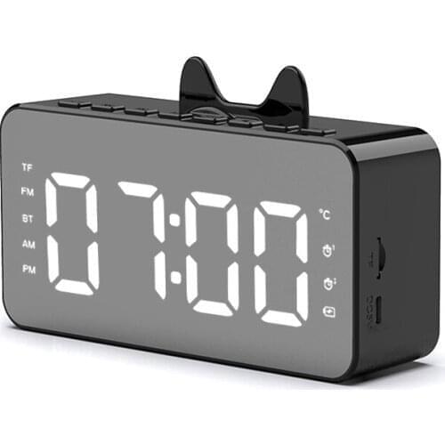20Pcs/Lot Bluetooth Speaker Wireless HIFI Music Alarm Clock Handsfree FM Radio Temperature Built-in Mic TF Card Phone Holder