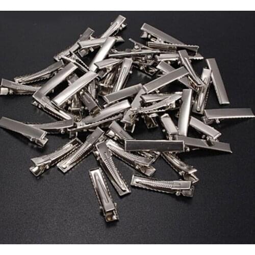 20 Pcs Girl Hair Clips Flat Metal Single Prong Clips Barrette Bows DIY Hair Hairpins Accessories
