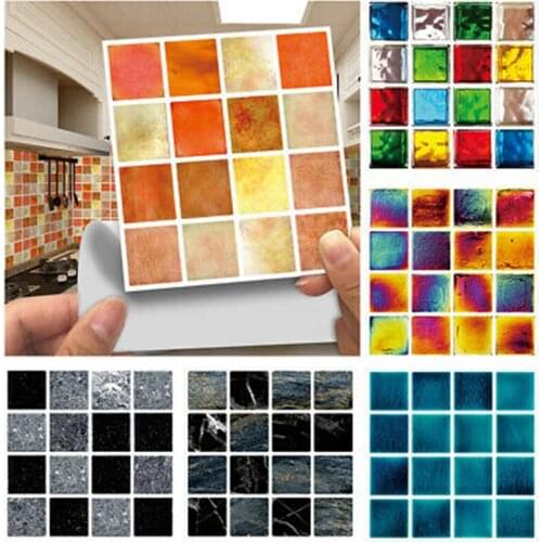 Wallpaper Stickers Bathroom Mosaic Wall Self-adhesive 30pc Kitchen Tile Decor Home Sticker retro PVC waterproof