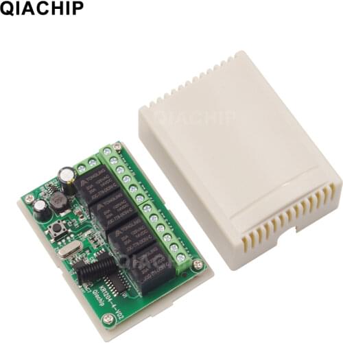 433Mhz Wireless Remote Switch 4CH Relay Module Receiver and Remote Controls DC 12V 24V 10A EV1527 RF Transmitter qiachip