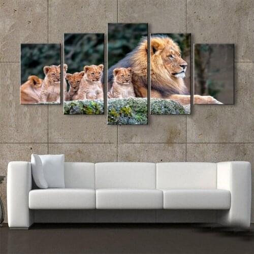 5 Panel Animals Lion Diamond Painting Full Square Round Drill DIY Diamond Embroidery Sale Mosaic Needlework home decor AA2104