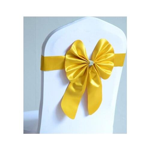 50PCS Wedding Chair Sashes Spandex Chair Sashes Lycra Stretch Band Bow Tie Butterfly Party Hotel Show Decoration