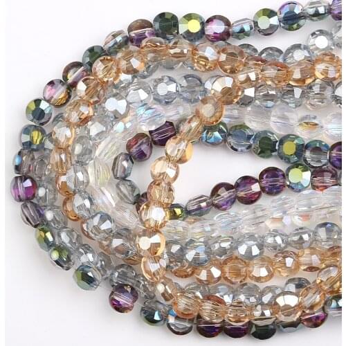 95pcs/lot 6mm Black Flat Glass Faceted Crystal Round Beads DIY Making Jewelry Accessories Crafts Material Supplier Wholesale