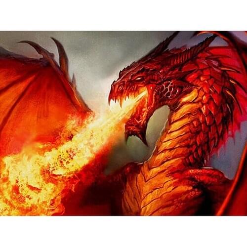 5D Diy Diamond Embroidery Red Fire Dragon Diamond Painting Handmade Cross Stitch Full Square Rhinestone Mosaic Embroidery Kit