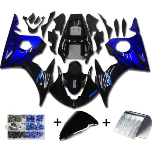 Artudatech Moto Fairing Blue Black Injection Plastic Kit with bolt Fit For YAMAHA YZF R6 2005