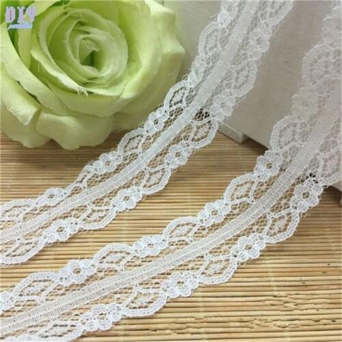 3cm Width White Mesh Edge Lace Trim Ribbon Polyester Net Embroidered Sewing Wedding Bridal Dress DIY Fabric Craft