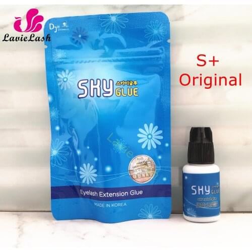 2 bottles Sky Glue S+ for eyelash eyebrow extensions fast drying 1-2s long last time 6-7 weeks Eyelash Adhesive 5ml Black Cap