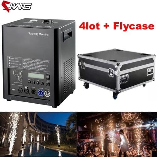 Free Shipping 4pcs With Flight Case 700W Fireworks Machine Cold Spark Wedding Fountain DMX And Remote Control Sparkly Machine