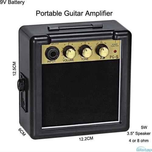 IWISTAO 5W Digital Acoustic Portable Mini Guitar AMP Amplifier Speaker 3.5 Inches No Including 9V Battery Power Supply