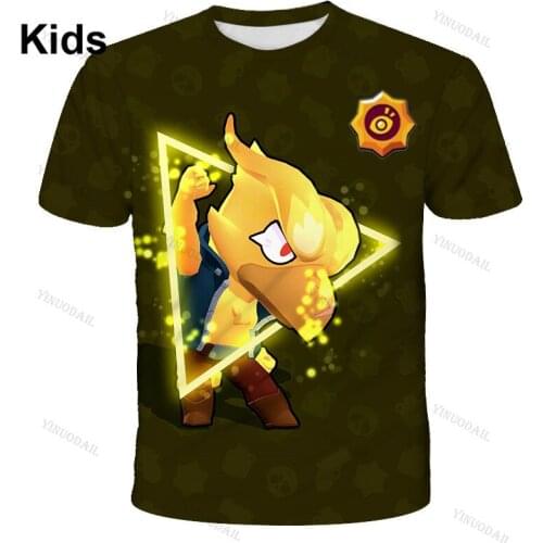 Browlers Spike and Star,Leon Child Kids Tshirt Shooting Game 3d T-shirt Shirt Girls Harajuku Short Sleeve Coat Boys Clothes