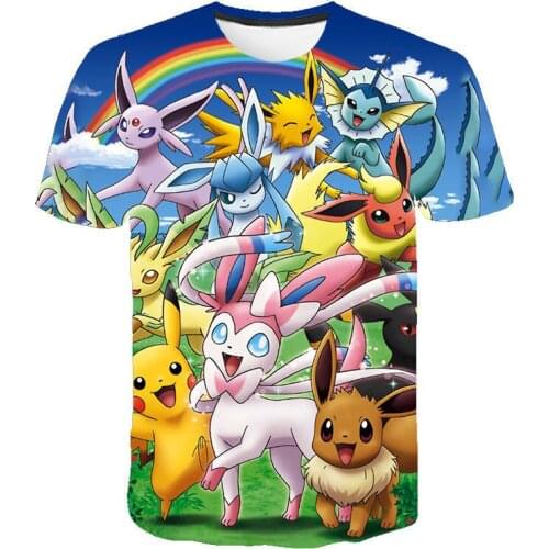 Pokemon Pikachu Kids Clothing Tops Boy T-shirt Game 3D Print T Shirts Funny Anime Short Sleeve Tee Baby Girls Tshirt P02