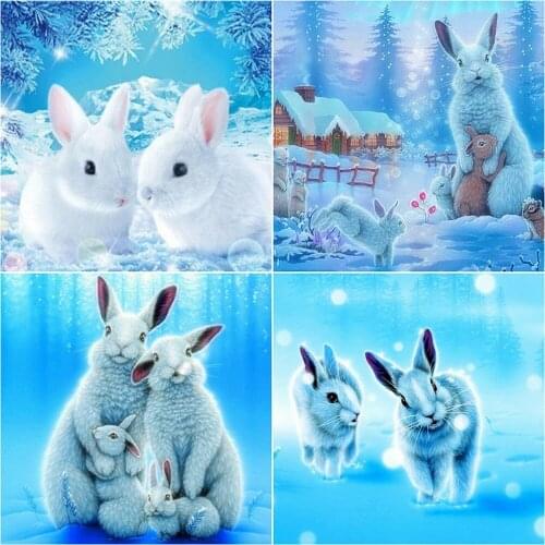 EverShine Diamond Painting Animal Cross Stitch Diamond Embroidery Rabbit Full Square 5D DIY Needlework Winter Handmade Gift