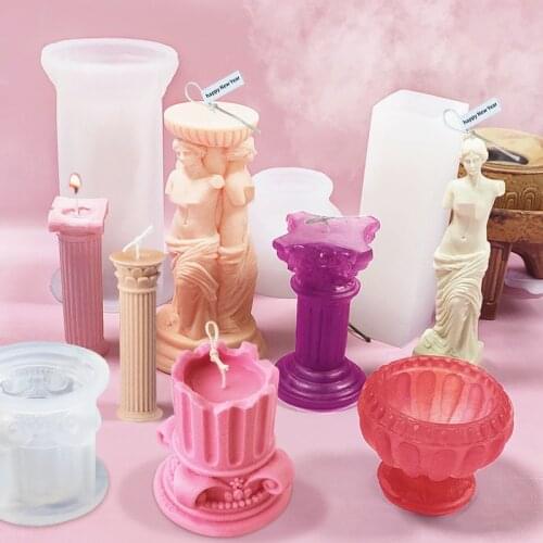 Candle Mold Roman Column DIY Silicone Candle Making Jars Art Sculpture Model Aromatherapy Plaster Candle Soap Crafts Gifts Mold