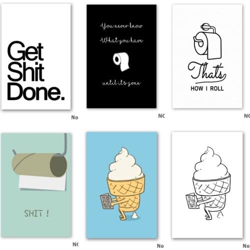 Canvas Painting Decoration Funny Toilet Picture Get Shit Done Ice-Cream Wall Art Picture Poster Home Decoration Anime Poster