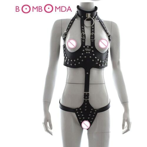 Hot Fetish Latex Sexy Nightclub Queen Bandage Black PU Leather Body Straps Bondage Bodysuit sex toys adult games for women O3