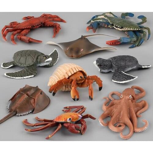 Ocean Sea Life Simulation Animal Model Sets Shark Whale Turtle Crab Dolphin Action Figures Kids Educational Toys For Children