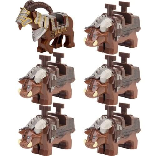 Dwarf Boar Horned Sheep Mount Animal Armor Accessories Weapons Medieval Knight Figures Building Blocks Children Toys