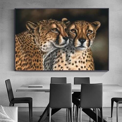 Wild Jaguars with Baby Jaguar Canvas Painting Wall Art Posters and Prints Family Animals Decorative Pictures for Living Room