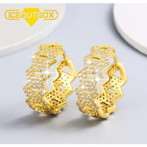 Cubic Zirconia Hip-Hop Cuban Chain Gothic Studs Earrings For Women Fashion Jewelry Accessories Trendy Earring Wedding Party Gift